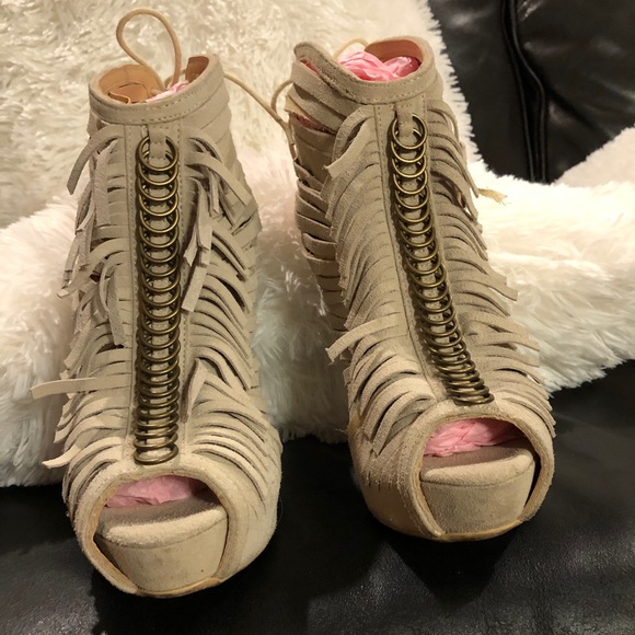 Peep Suede Stilettos - Picture 2 of 7